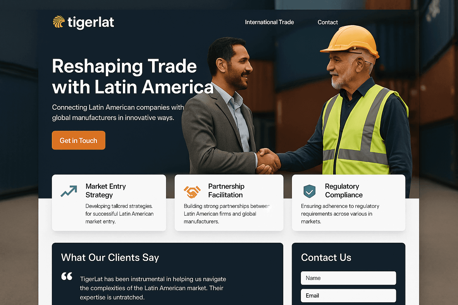 tigerlat.com website mockup